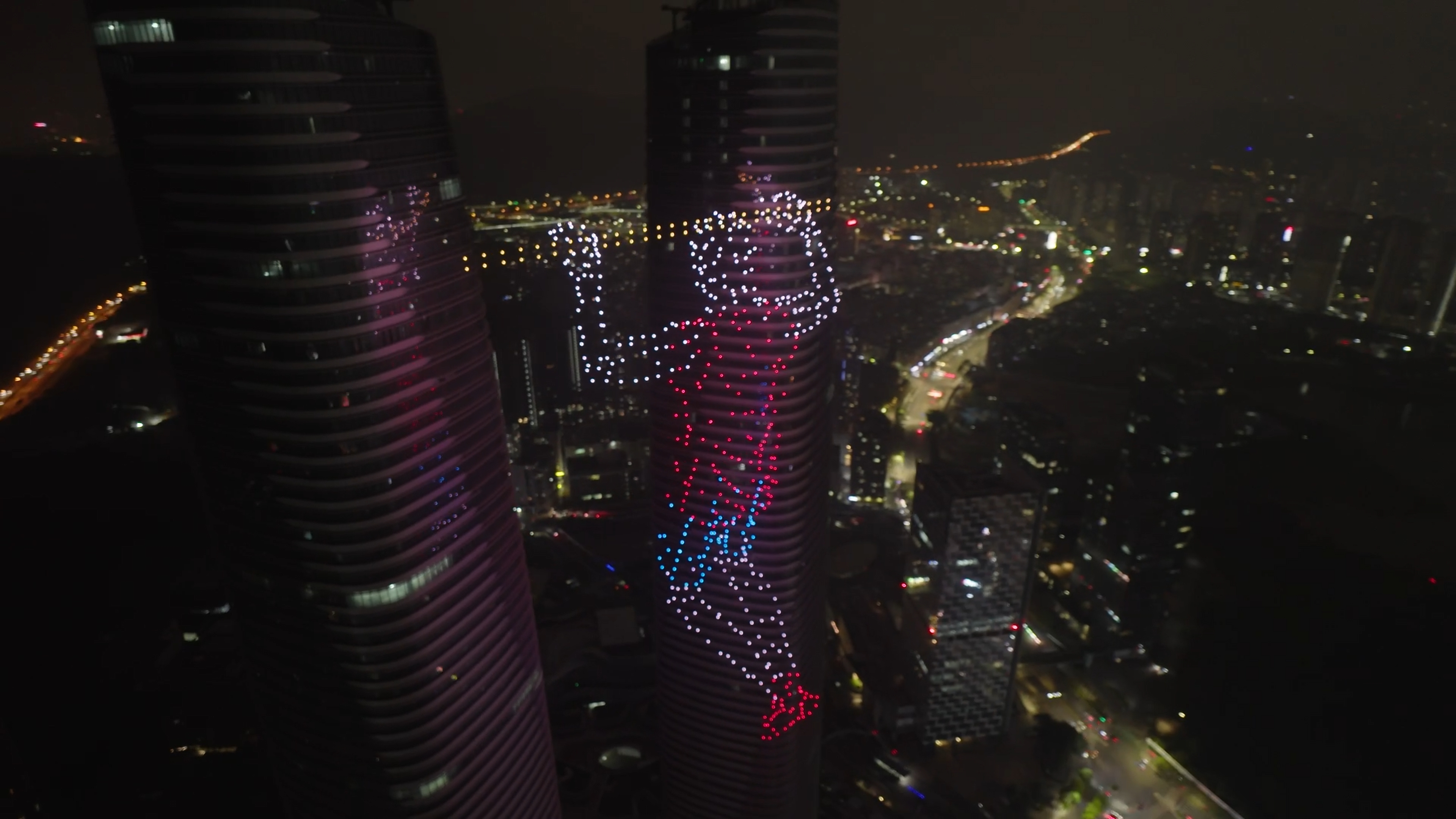 3D Stereo Drone Light Show